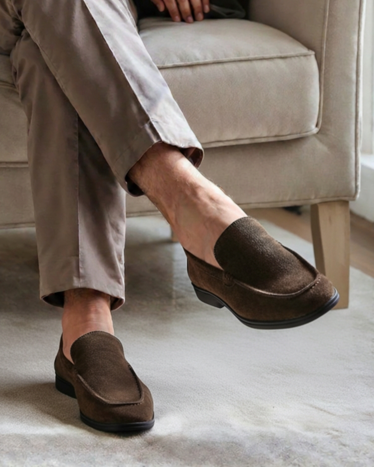 Premium Suede Loafers - Black Soles